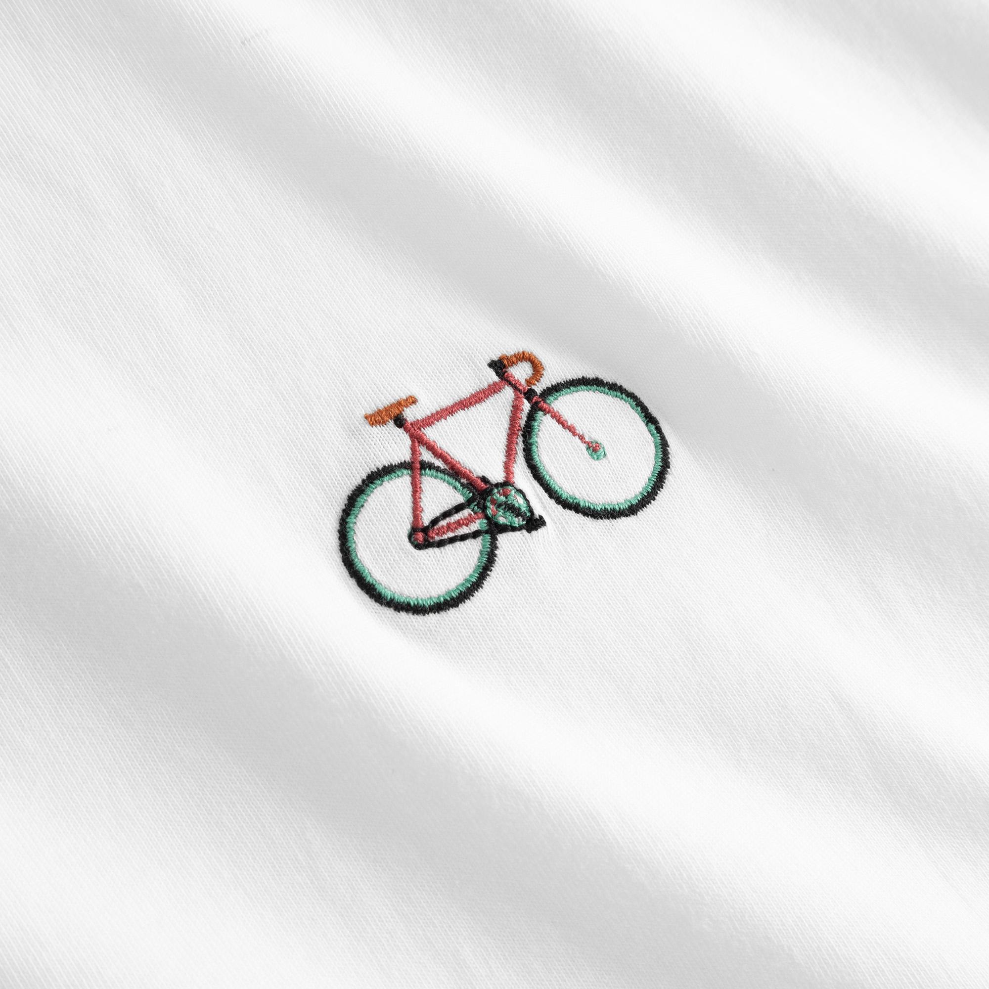 Dedicated Stockholm Race Bike EMB White T-Shirt Bio Baumwolle Shirt weiß